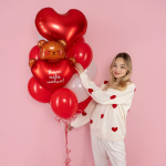 Шар (30''/76 см) Фигура, Мишка с сердцем, Сатин, 1 шт. в уп., 13504