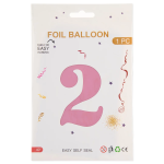 Шар (40''/102 см) Цифра, 2, Розовый, Матовый, 1 шт. в уп., 24102
