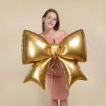 Шар (39''/99 см) Фигура, Бант, Золото, Сатин, 1 шт. в уп., 26835