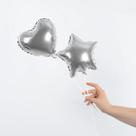 Шар с клапаном (10''/25 см) Мини-сердце, Серебро, Металлик, 1 шт., 27236