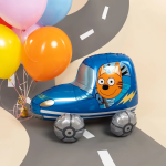 Шар (29''/74 см) Фигура 3D, Три Кота, Коржик в машинке, 1 шт. в уп., 401138