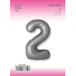 Шар (40''/102 см) Цифра, 2 Slim, Лунное Серебро, Матовый, 1 шт. в уп., B901912MMS