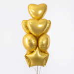 Шар (18''/46 см) Сердце, Яркое золото, Сатин, 1 шт., 201500SLE