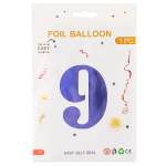 Шар (40''/102 см) Цифра, 9, Сиреневый, Металлик, 1 шт. в уп., 24219