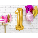 Шар (34''/86 см) Цифра, 1 ЭКО, Золото, 1 шт. в уп., 29681