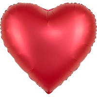 Шар (30''/76 см) Сердце, Красный, Сатин, 1 шт. в уп., 27495