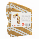 Шар с клапаном (17''/43 см) Мини-фигура, Леденец трость, Золото, 5 шт. в уп., 23159P5