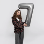 Шар (40''/102 см) Цифра, 7 Slim, Лунное Серебро, Матовый, 1 шт., 901917MMS