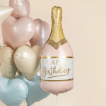 Шар (32''/81 см) Фигура, Бутылка Шампанское, Happy Birthday, Розовый, Сатин, 1 шт. в уп., G72273-P
