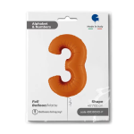 Шар (40''/102 см) Цифра, 3, Оранжевый, Сатин, 1 шт. в уп., 400300MO-P
