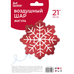 Шар (21''/53 см) Фигура, Снежинка, Красный, 1 шт. в уп., 27024