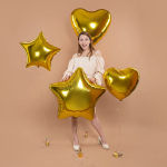 Шар (24''/61 см) Сердце, Золото, Металлик, 1 шт., 27244