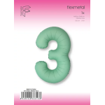 Шар (40''/102 см) Цифра, 3 Slim, Мятный, Матовый, 1 шт. в уп., B901913MM