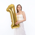 Шар (40''/102 см) Цифра, 1 Slim, Золото, 1 шт., 901911O