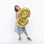 Шар (40''/102 см) Цифра, 8, Белое золото, Металлик, 1 шт. в уп., 24028