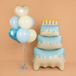 Шар (47''/119 см) Фигура 3D, Торт со свечками, Голубой, Сатин, 1 шт. в уп., 25068