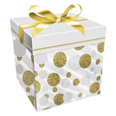 Коробка складная, 350гр, Золотое конфетти, Серый, 22*22*22 см, 1 шт. в упак. , 505301