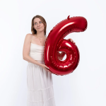 Шар (40''/102 см) Цифра, 6 Slim, Красный, Металлик, 1 шт. в уп., B901916R