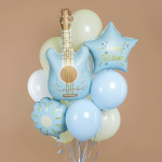 Шар (35''/89 см) Фигура, Гитара, Голубой, 1 шт., 26762