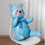 Шар (22''/56 см) Фигура 3D, Сидячий мишка, Голубой, 1 шт. в уп., 15537