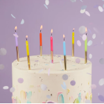 Свечи Яркое ассорти/Золото, Металлик, 0,55*9,5 + 1 см, 8 шт. с держат., 630261