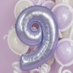Шар (40''/102 см) Цифра, 9, Сиреневый, Сатин, 1 шт. в уп., 400900SL-P