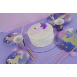 Набор свечей Фигура, Волшебный единорог, Розовый/Сиреневый, с блестками, 5 см, 2 шт. с держат., 629182