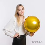 Шар 3D (18''/46 см) Сфера, Золото, 1 шт., 550073