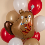 Шар (31''/79 см) Фигура, Бобр с подарком, 1 шт. в уп., 24169