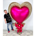 Шар (68''/173 см) Сердце, Ярко-розовый, Сатин, 1 шт. в уп., 24041