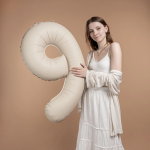 Шар (40''/102 см) Цифра, 9 Slim, Кремовый Латте, Матовый, 1 шт. в уп., B901919MCL