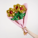 Шар с клапаном (17''/43 см) Мини-цветок, Золото, 1 шт., 26141