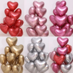 Шар (14''/36 см) Сердце, Зеркальный блеск, Серебро, хром, 50 шт.,