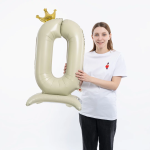 Шар (40''/102 см) Цифра на подставке, 0 Золотая корона, 1 шт. в уп., 23980