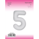 Шар (40''/102 см) Цифра, 5 Slim, Белый, Матовый, 1 шт. в уп., B901915MB