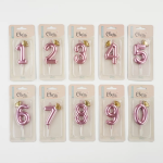 Свеча Цифра, 5 Золотая корона, на шпажке, Розовый, Металлик, 4,5*7 + 3,5 см, 1 шт. с держат., 802815