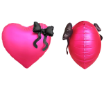 Шар (22''/56 см) Сердце, Черный бант, Фуше, Сатин, 1 шт. в уп., 27455