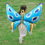 Шар 3D (45''/114 см) Фигура, Бабочка, Карнавальные крылья, Голубой, 1 шт., 23734