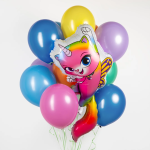 Шар (35''/89 см) Фигура, Радужно-бабочково-единорожная кошка, 1 шт., L197