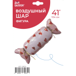 Шар (41''/104 см) Фигура, Конфета Сердечки, Розовый, 1 шт. в уп., 26674