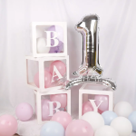 Шар (32''/81 см) Цифра на подставке, 1, Серебро, 1 шт. в уп., 134011