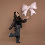 Шар (39''/99 см) Фигура, Бант, Розовый, Сатин, 1 шт. в уп., 26456