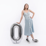 Шар (40''/102 см) Цифра, 0, Серебро, Металлик, 1 шт. в уп., 26490