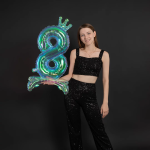 Шар (32''/81 см) Цифра на подставке, 8 Корона, Хамелеон, Хамелеон, 1 шт. в уп., 24038