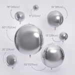 Шар 3D (9''/23 см) Мини-сфера, Серебро, 5 шт. в уп. (цв.этик.), 550102S5