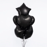 Шар (18''/46 см) Сердце, Черный, Сатин, 1 шт., 27622