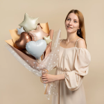 Шар с клапаном (10''/25 см) Мини-сердце, Белый, 1 шт., 27241