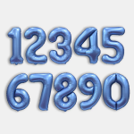 Шар (34''/86 см) Цифра, 0, Синий, Сатин, 1 шт. в уп., 131050V