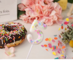 Свеча Цифра, 5 Сладкое конфетти, на шпажке, Белый, 5 + 7 см, 1 шт. с держат., 802845