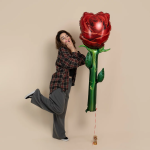 Шар (59''/150 см) Цветок, Роза, Красный, 1 шт. в уп., 26414